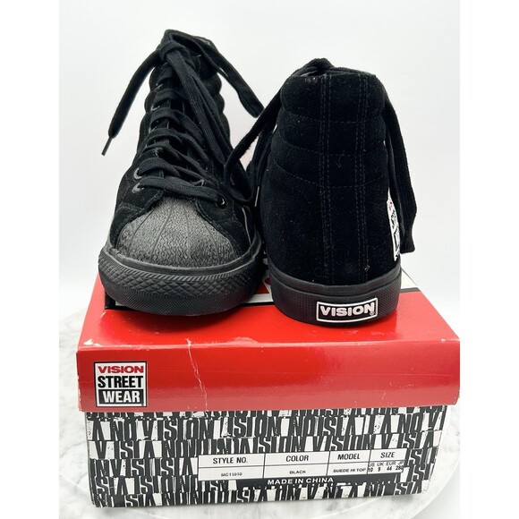 NIB Vision Street Wear Men's US 10 Suede Hi Top Retro BLACK BIG PATCH! 1986-1988 - Picture 4 of 13